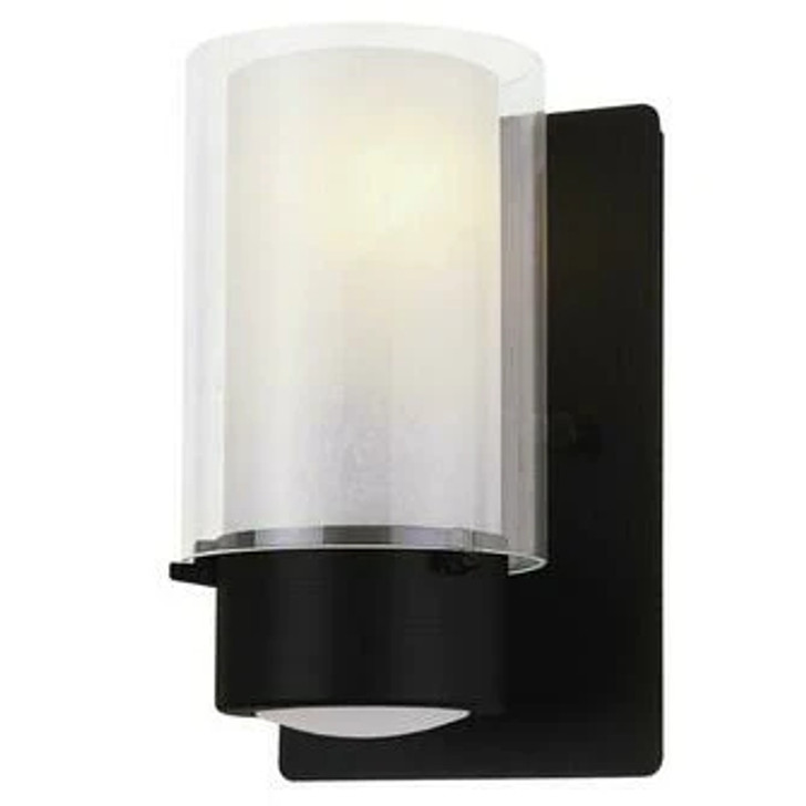 Essex Small Sconce Ebony with Half Opal Glass Finish