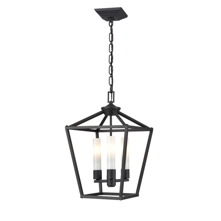 Lundy's Lane Outdoor 3 Light Pendant Black with Half Opal Glass Finish