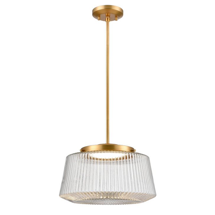 Lunenberg CCT Pendant Brass with Ribbed Clear Glass Finish