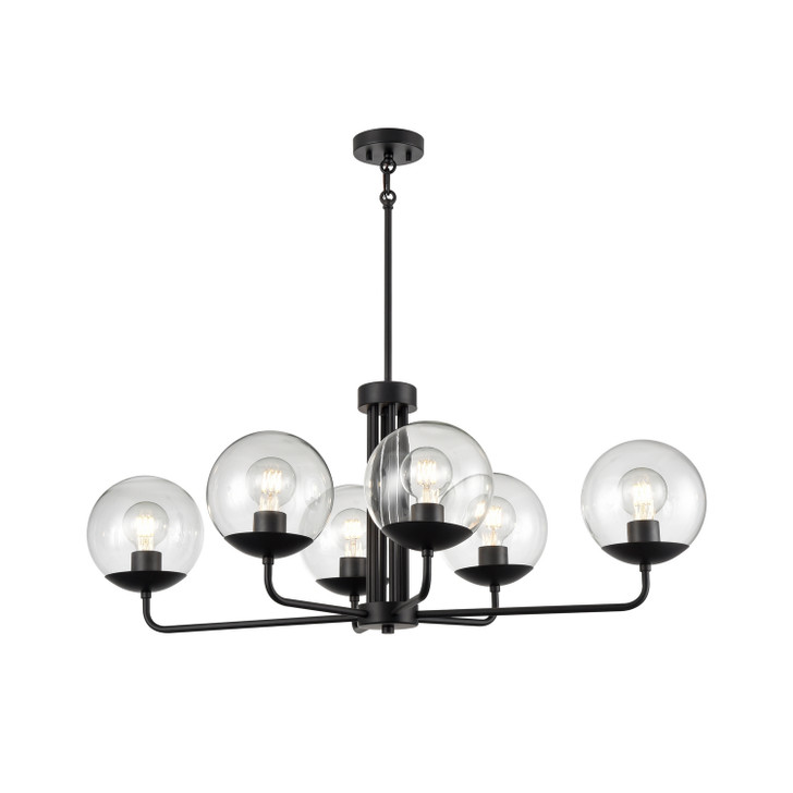 Mackenzie Delta 6 Light Linear Multiple Finishes and Ebony with Clear Glass Finish