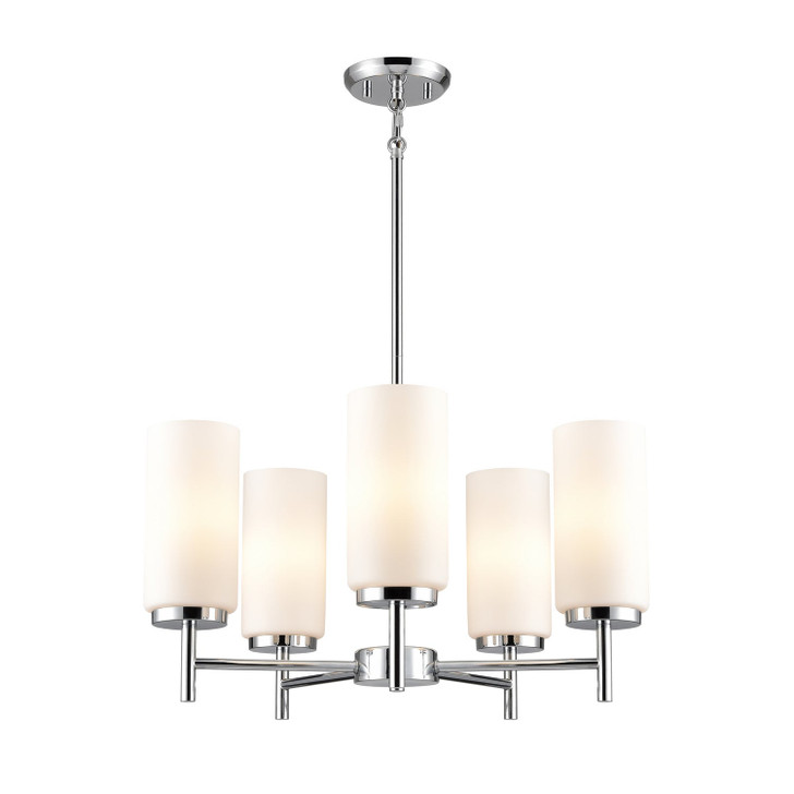 Manitou 5 Light Chandelier Chrome with Half Opal Glass Finish