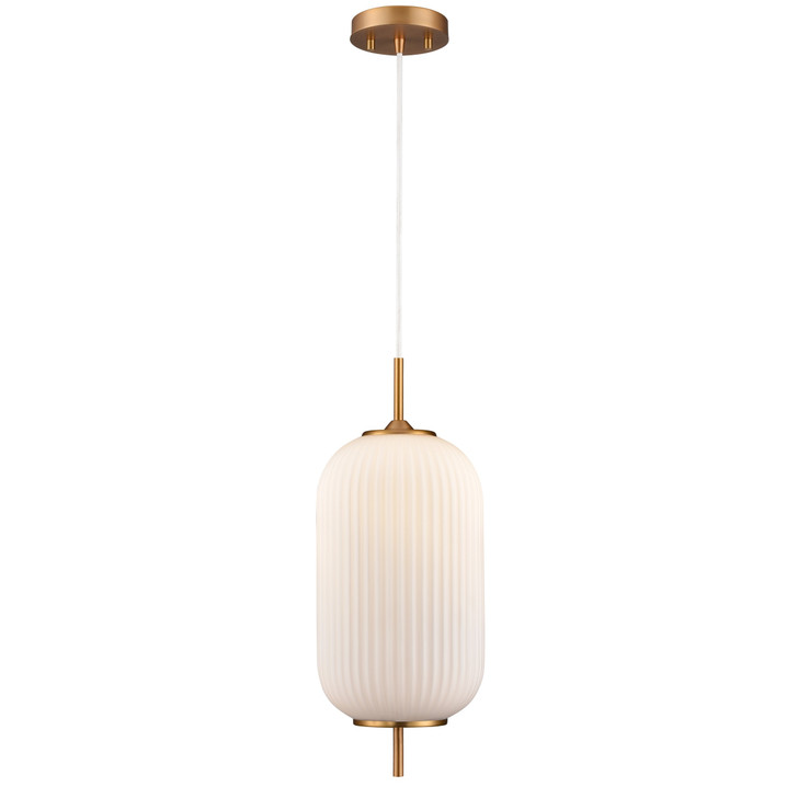 Mount Pearl 20 Inch Pendant Brass with Ribbed Opal Glass Finish