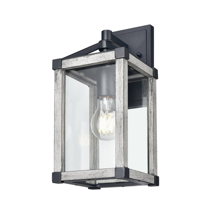 Nipigon Outdoor 12.5 Inch Sconce Black and White Washed Grey with Clear Glass Finish