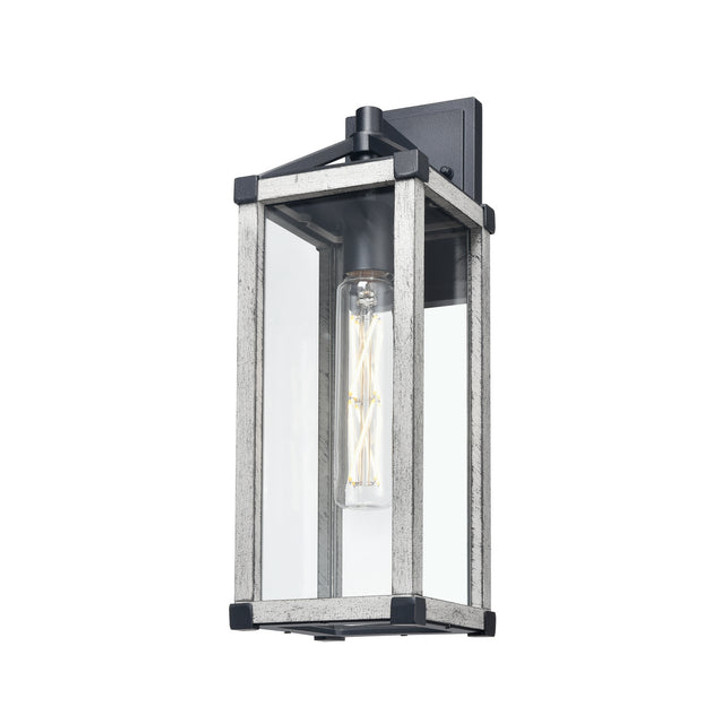Nipigon Outdoor 16.5 Inch Sconce Black and White Washed Grey with Clear Glass Finish