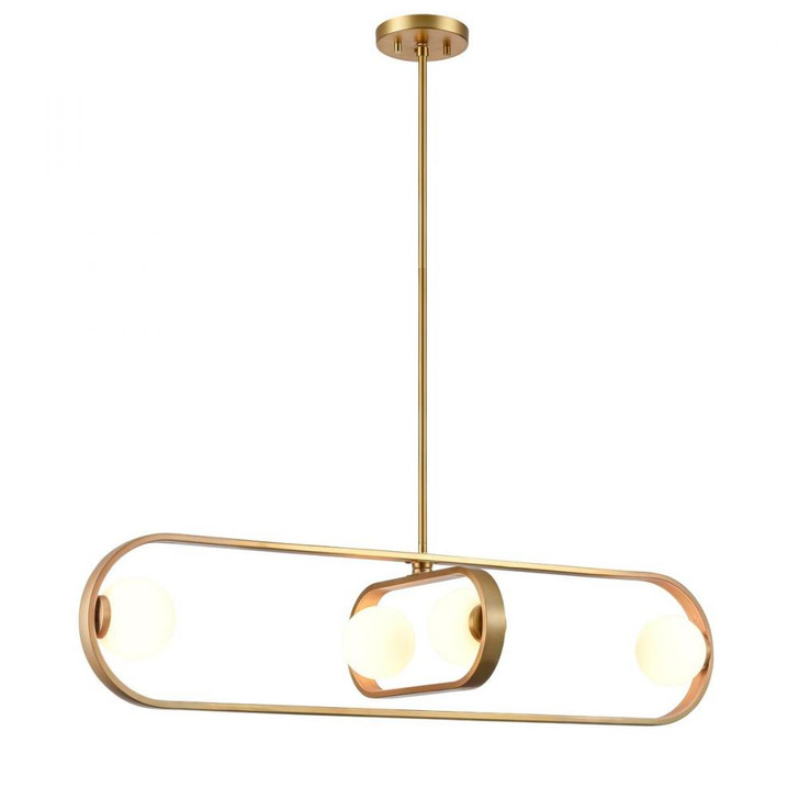 Atwood 4 Light Linear Brass with Half Opal Glass Finish