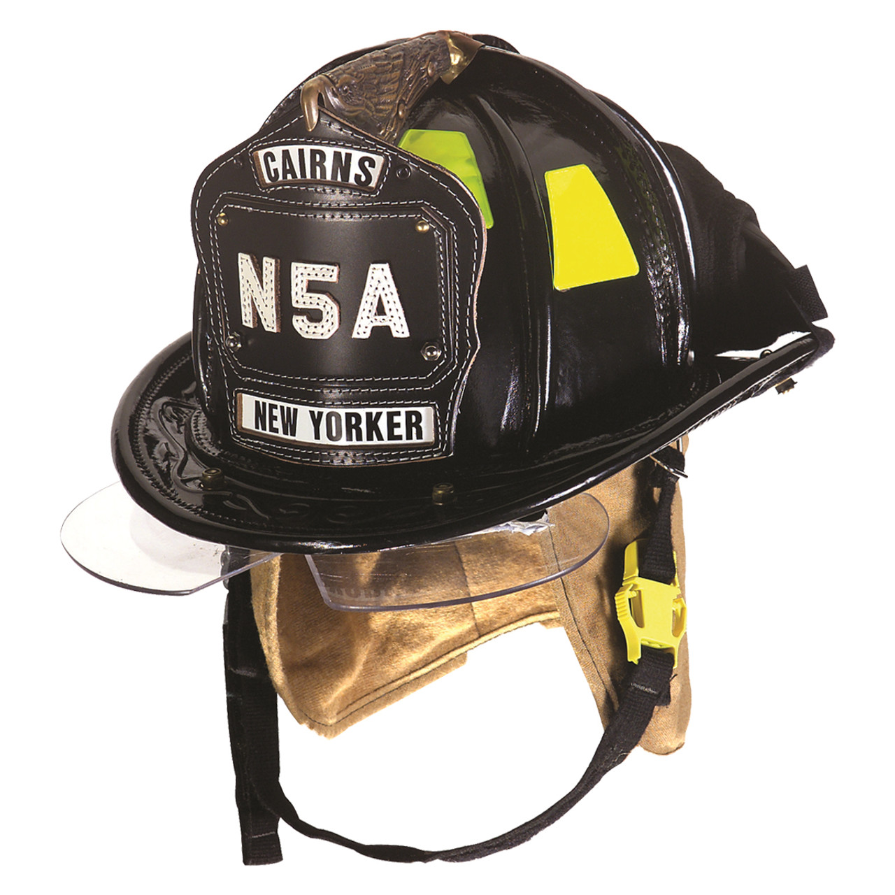 MSA Cairns N5A New York Leather Fire Helmet - Standard Bend