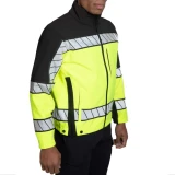 Blauer Colorblock Softshell Reflective Fleece Jacket, Hi-Vis Yellow/Black, Facing Front Right Angle