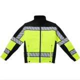 Blauer Colorblock Softshell Reflective Fleece Jacket, Hi-Vis Yellow/Black, Laid Flat