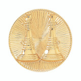 Blackinton Captain Hat Badge with Two Vertical Horns and Sunburst Background 1