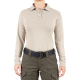 First Tactical Women's Long Sleeve Performance Polo Khaki