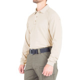 First Tactical Men's Long Sleeve Performance Polo Silver Tan