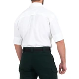 First Tactical Men's V2 Tactical Short Sleeve Shirt, White, Facing Back Left Angle