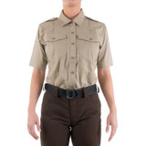 First Tactical Women's V2 Pro Duty Uniform Short Sleeve Shirt Silver Tan