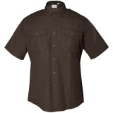 Flying Cross Flex 65/35 Poly/Cotton-Mini Rip-Stop Short Sleeve Woven Shirt Brown