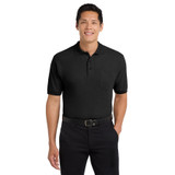 Port Authority Silk Touch Polo with Pocket Black