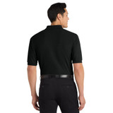 Port Authority Silk Touch Polo, Black, On Model Facing Backward