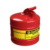 Justrite 5 Gal. Red Steel Safety Can - Flammables, Facing Right Front Angle
