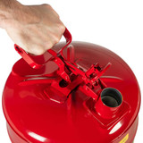 Justrite 5 Gal. Red Steel Safety Can - Flammables, Top Handle in Hand