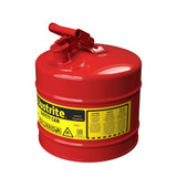 Justrite 5 Gal. Red Steel Safety Can - Flammables, Facing Left Front Angle