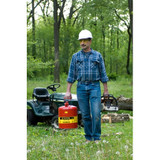 Justrite 5 Gal. Red Steel Safety Can - Flammables, In Use