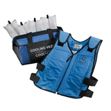 OccuNomix Phase Change Cooling Vest with 4 Inserts, Royal Blue, Shown with Cooling Inserts and Bag