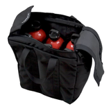 Pack Shack Black 6 Pack Fuel Bottle Bag, Shown with Bottles (Bottles not included)