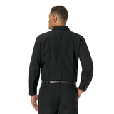 Workrite Men's Classic Long Sleeve Firefighter Shirt, Black, On a Man Facing Back