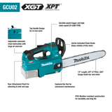 Makita 40V Max XGT 14 in. Top Handle Chain Saw Kit, Chain Saw Details