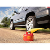Eagle Red 1-Gallon Type 1 Safety Can with F-15 Funnel, Next to Vehicle
