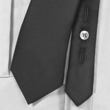 Samuel Broome Polyester/Wool Clip-On Necktie with Buttonholes, Black, Bottom of Tie