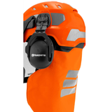 Husqvarna Technical Forest Chainsaw Helmet, Shown with Safety Accessories (Accessories not included)