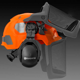 Husqvarna Technical Forest Chainsaw Helmet, Mask Lifted