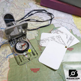Brunton TruArc20 Compass with Sighting Mirror, Shown with Reference Cards on Map