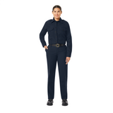 Workrite Midnight Navy 7.5 oz. Twill Nomex Blend Women's Classic Firefighter Pant, Worn with Long Sleeves