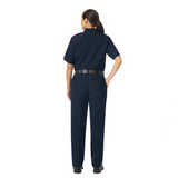 Workrite Midnight Navy 7.5 oz. Twill Nomex Blend Women's Classic Firefighter Pant, Worn with Short Sleeves, Facing Back