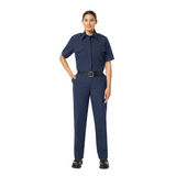 Workrite Navy 7.5 oz. Twill Nomex Blend Women's Classic Firefighter Pant, Worn with Short Sleeves