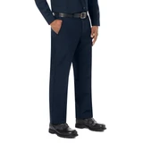 Workrite Midnight Navy 7.5oz Nomex IIIA Classic Firefighter Pants, Worn with Long Sleeves, Facing Right Front Angle