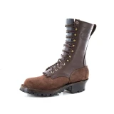 JK Boots Fire Inlander 10 in. Logger Work Boot with Vibram Red X Fire-Rated Sole, Brown