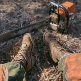 JK Boots Fire Inlander 10 in. Logger Work Boot with Vibram Red X Fire-Rated Sole, Brown, Shown in the Field