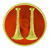 Hero's Pride Captain Double Parallel Bugle Pin, Red Enamel on Gold Plate