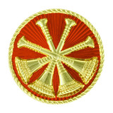 Hero's Pride 15/16 in. Deputy Chief 4-Crossed Bugle Insignia with 2-Posts & Clutch Back, Red with Gold Plate