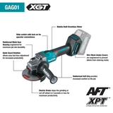 Makita 40V MAX XGT 5 in. Angle Grinder with Brake, with Details