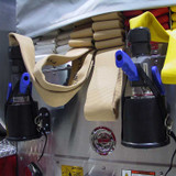 Ziamatic 3 1/2 in. I.D. Nozzle Cup Mount with Tie-Down Strap, Shown on Fire Truck