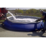 Husky 15 lb. Heavy-Duty Adjustable Aluminum Hard Suction Hose Stand, Shown in Use