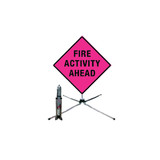 Dicke 36 in. Reflective Pink Diamond Sign: Fire Activity Ahead