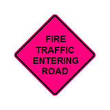 Dicke 36 in. Reflective Pink Diamond Sign: Fire Traffic Entering Road