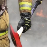 HexArmor FireArmor SR-X 8181 Structural Firefighting Gauntlet Gloves, Shown in Action