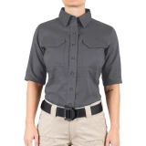 First Tactical 65/35% Poly/Cotton Women's V2 Tactical Short Sleeve Shirt - PFAS, Wolf Gray