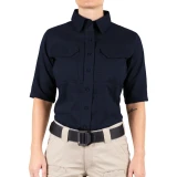 First Tactical 65/35% Poly/Cotton Women's V2 Tactical Short Sleeve Shirt - PFAS, Midnight Navy