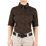 First Tactical 65/35% Poly/Cotton Women's V2 Tactical Short Sleeve Shirt - PFAS, Kodiak Brown